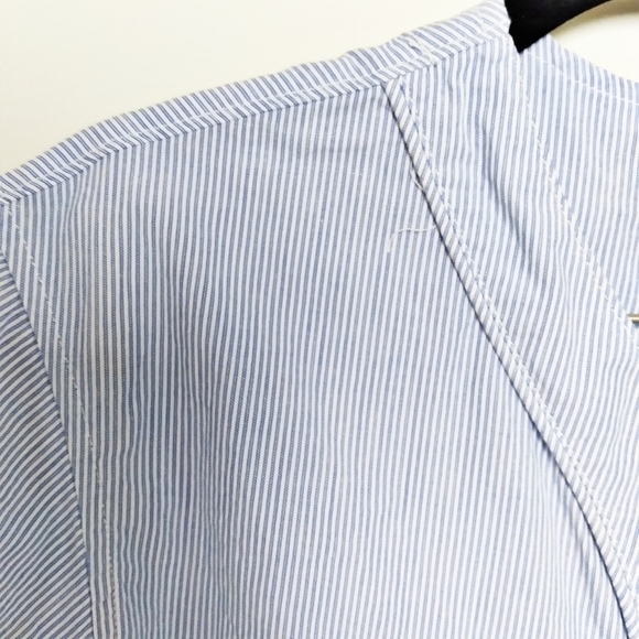 Lands' End Blue Micro Pinstripe Cotton Button Front Shirt Size Small - Picture 4 of 7